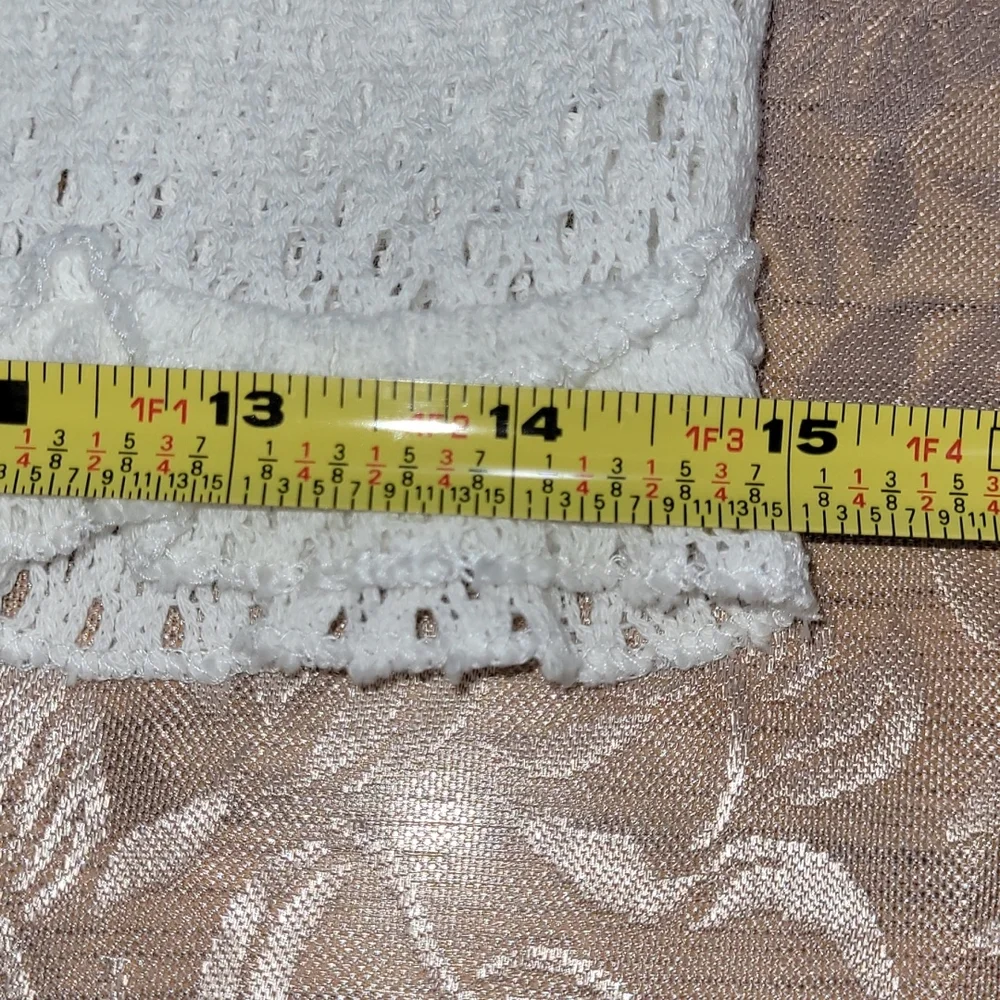 NWT Zara Cotton White Knit Ruffled Crop Top w/ Ruffle Straps Size Large - Picture 13 of 16